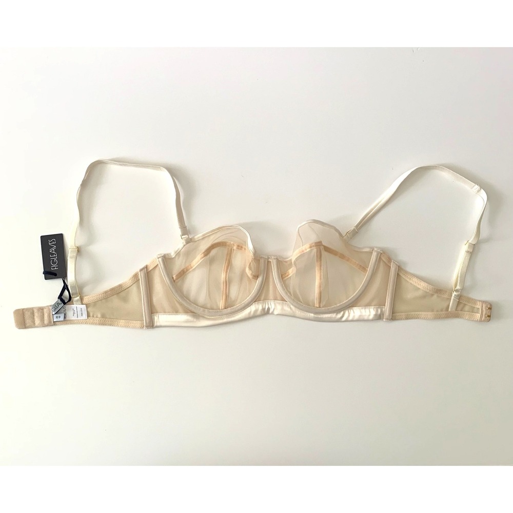 NWT Figleaves Pimlico Bra Nude Ivory Sheer Underwire Bra 32D Non Padded Balcony - Picture 10 of 10